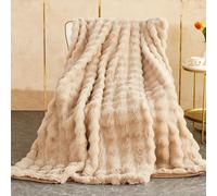 SHANNA Manta Sofa de Felpa de Conejo Super Suave Cálida, Gruesa Franela 1000 g/m² Manta Cama Multifuncional Esponjosa para Dormitorio Sofá Viajes Niños Camping Blanket(Caqui, 100 x 160 cm)