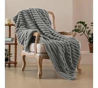 SHANNA Manta Sofa de Felpa de Conejo Super Suave Cálida, Gruesa Franela 540 g/m² Manta Cama Multifuncional Esponjosa para Dormitorio Sofá Viajes Niños Camping Blanket(Gris A Rayas, 160 x 200 cm)