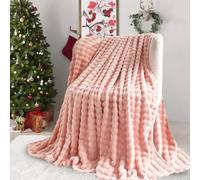 SHANNA Súper Suave y Cálida Manta de Terciopelo de Leche con Burbujas 450 gsm, Ideal para Sofá, Gran y Versátil Manta para Dormitorio, Sofá, Viaje, Coche, Camping (Rosa, 130x160 cm)