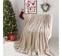 SHANNA Súper Suave y Cálida Manta de Terciopelo de Leche con Burbujas 450 gsm, Ideal para Sofá, Gran y Versátil Manta para Dormitorio, Sofá, Viaje, Coche, Camping (Camel, 180x230 cm)