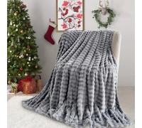 SHANNA Súper Suave y Cálida Manta de Terciopelo de Leche con Burbujas 450 gsm, Ideal para Sofá, Gran y Versátil Manta para Dormitorio, Sofá, Viaje, Coche, Camping (Gris Oscuro, 100x160 cm)