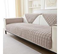 SHANNA Terciopelo Funda Sofa Chaise Long 1 2 3 4 Plazas Protector Cubre Sofa, Ajustable Manta de Sofá Antideslizante Universal, Funda de Sofa Súper Suave para Sala de Estar (Beige, 90 * 180 cm)