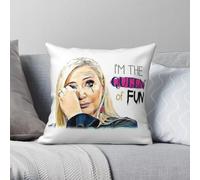 Shannon Storms Beador Queen Of Fun - Funda de almohada cuadrada de poliéster y lino y terciopelo, estampada, decoración para el hogar
