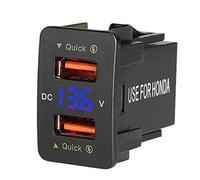 shanpu Cargador RáPido de Coche de 36W QC3.0 Cargador RáPido USB Dual Azul Cargador de TeléFono MóVil a Prueba de Agua de Voltaje para