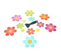 Shanrya 13Pcs Pegatinas de bañera Hermosa Forma de Flor Baño Pegatina Antideslizante Impermeable con raspador
