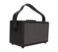 Shanrya Altavoz, Altavoz de Vintage de Cuero para Reproductor de MúSica bajo Pesado Jack de 3,5 Mm para Fiesta (Negro)