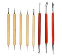 Shanrya Artesanía De Cuero, Herramienta De Artesanía De Cuero De Madera De Acero Inoxidable, Plástico para Tallar Cuero Pmc Cera Moldeadora De Cuero De Arcilla Plateada