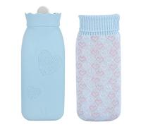 Shanrya Bolsa de Agua Caliente, Color Opcional Silicona Gran Capacidad Y Diseño de Boca Ancha Calentador de Manos Dolores de la Fiebre para Reducir la Hinchazón de Las(Azul)