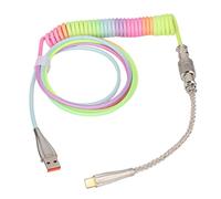Shanrya Cable de Teclado para Juegos, Cable de Teclado en Espiral RGB Luminoso Retráctil Personalizado Plug and Play Interfaz USB C para Teclado Mecánico (Tipo 2)
