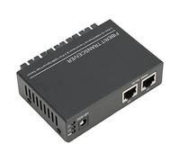 Shanrya Convertidor de Medios, 100-240 V Indicador LED Monomodo 2 Convertidor de Conmutador Ethernet de Fibra Negociación Automática para la Industria (Enchufe de la UE)