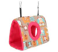 Shanrya Hamaca para Loros, cómoda Cama Colgante para pájaros para Mascotas pequeñas para Loros para pájaros(S, Búho + Fondo Rojo Rosa)