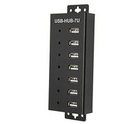 Shanrya HUB USB2.0 de 7 Puertos, Tecnología MTT HUB USB2.0 de Grado Industrial de Protección Múltiple de 7 Puertos para Computadora (Enchufe de la UE)