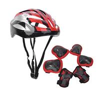 Shanrya Juego de equipo de protección para adultos, coderas + guantes + casco, juego de equipo de protección de 7 piezas, juego de rodilleras para patines de ruedas, patinete (rojo, modelos para