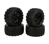 Shanrya Llantas de Goma de 10 Radios, Mejor Agarre Llantas de Plástico RC Negras Llantas de Goma Exquisita Amortiguación Fuerte Resistencia Al Desgaste 4PCS para 1/8 1/10 RC Car