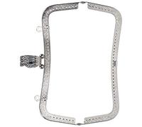 Shanrya Marco de Metal para Monedero, Marco de Monedero con asa en Relieve Retro para Hacer Bolsos para Decorar Carteras para Bolsas con candado(Plateado B01-027-00478)