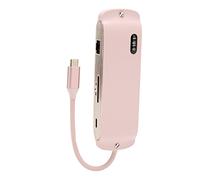 Shanrya Mecanografíe la Estación de Acoplamiento de C, Efecto Visual del Adaptador 3D del Eje del USB C del Puerto de Red del 100M para la TV 4K30Hz (Rosa Coral)