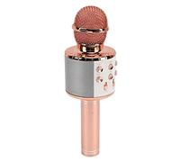Shanrya Micrófono Karaoke Bluetooth Inalámbrico, Micrófono de Condensador Bluetooth HiFi Estéreo Reducción de Ruido 100Hz-10KHz para Transmisión para Conciertos (Oro Rosa)
