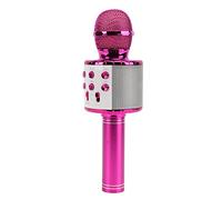 Shanrya Micrófono Karaoke Bluetooth Inalámbrico, Micrófono de Condensador Bluetooth HiFi Estéreo Reducción de Ruido 100Hz-10KHz para Transmisión para Conciertos (Rosa)