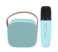 Shanrya Mini Altavoz de Karaoke Bluetooth, 6 Efectos de Sonido Batería de Larga Duración Mini Máquina de Karaoke Transmisión Estable con Micrófono Inalámbrico para Fiestas Al Aire Libre (Azul)