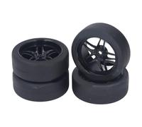 Shanrya Neumáticos de Goma para Ruedas RC, Neumáticos RC Estables, Fáciles de Usar, de 65 Mm, Amortiguación Fuerte para Coche RC TT01 TT02 XV01 94122 1/10 (Black)