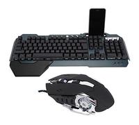 Shanrya Teclado Ajustable con Cable de Cinco Engranajes, Teclado mecánico, USB 6 Teclas Inyección de Dos Colores Keycap 1.6M / 5.2Ft 3200Dpi para Juego