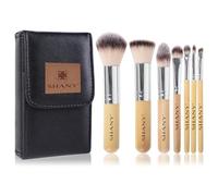 SHANY Juego de brochas de maquillaje con texto en inglés "I love Bamboo - Juego de brochas de maquillaje Petite Pro Bamboo con estuche de transporte