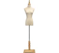 SHANYAYALI Maniquí de 47 72 pulgadas de alto para exhibición de ropa, cubierta extraíble para maniquí de vestido, el torso con tela de lino (color madera, M)