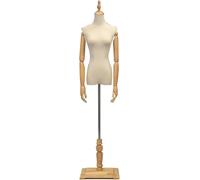 SHANYAYALI Maniquí de ropa Torso, base de madera maciza desmontable y cabeza de brazo ajustable utilizado para fotografía de exhibición de ventanas (color madera, M)