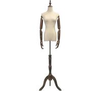 SHANYAYALI Maniquí femenino alto con brazos ajustables y base triangular desmontable de madera maciza (madera de nogal, M)