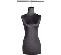 SHANYAYALI Maniquí femenino colgante de tela de terciopelo adecuado para escaparates en tiendas de ropa (negro, gancho corto plateado)