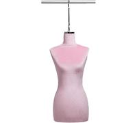 SHANYAYALI Maniquí femenino colgante de tela de terciopelo adecuado para escaparates en tiendas de ropa (rosa, gancho largo plateado)