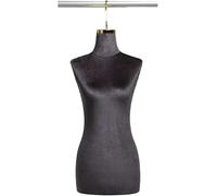 SHANYAYALI Maniquí femenino colgante de tela de terciopelo adecuado para escaparates en tiendas de ropa (negro, gancho corto dorado)