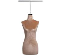 SHANYAYALI Maniquí femenino colgante de tela de terciopelo adecuado para escaparates en tiendas de ropa (marrón, gancho largo plateado)
