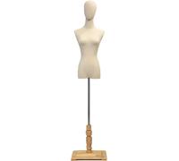 SHANYAYALI Maniquí femenino con cabeza ajustable de 47 a 72 pulgadas de alto, soporte de exhibición de ropa (color madera, S)