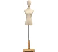 SHANYAYALI Maniquí femenino con cabeza ajustable de 47 a 72 pulgadas, soporte de exhibición de ropa para tienda (color madera, M)