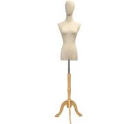SHANYAYALI Maniquí femenino con soporte de metal y base de madera maciza, altura ajustable 47, 72, 34, maniquí extraíble (color madera, M)