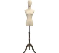 SHANYAYALI Maniquí femenino con soporte de metal y base de madera maciza, altura ajustable 47, 72, 34, maniquí extraíble (madera de nogal, M)