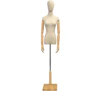 SHANYAYALI Maniquí femenino de 47 a 72 pulgadas, modelo de vestido alto con torso con base de madera maciza desmontable y cabeza de brazo ajustable (color madera, S)
