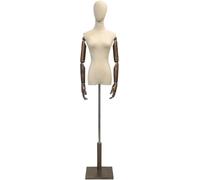 SHANYAYALI Maniquí femenino de 47 a 72 pulgadas, modelo de vestido alto, con torso desmontable base de madera maciza y cabeza de brazo ajustable (madera de nogal, M)