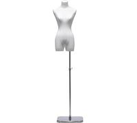 SHANYAYALI Maniquí femenino desmontable base de metal ajustable altura 154.9-198.1 cm, utilizado para exhibición de ropa (blanco)