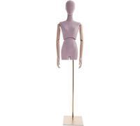 SHANYAYALI Maniquí femenino, escaparate de ropa, estante de exhibición de ropa, cabeza y brazo ajustable, base de metal (morado)