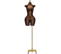 SHANYAYALI Maniquíes femeninos, el torso de lino se puede ajustar en 60 a 85 pulgadas, equipado con una base de metal universal desmontable (marrón)