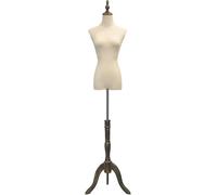 SHANYAYALI Torso de maniquí con soporte de altura ajustable 47 a 72 pulgadas, base de madera maciza triangular de maniquí femenino (madera de nogal, M)
