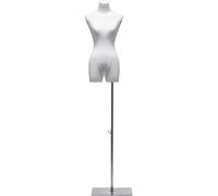 SHANYAYALI Torso de maniquí con soporte de metal, altura ajustable 61 77 pulgadas, cubierta de lino de maniquí femenino (blanco)