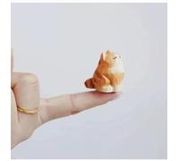 ShaoAngDuoMi Pequeña figura de gato naranja tallada a mano, bonita estatua de gato atigrado hecha a mano de 1.4 pulgadas para escritorio y decoración del hogar, regalo de animales de madera
