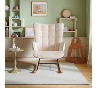 SHAODENG Mecedora, sillón relax con reposabrazos, sillón de peluche mecedora, tumbona de jardín para salón, dormitorio, balcón, salón, diseño elegante, color beige