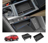SHAOHAO Juego de organizadores 2 en 1 compatible con Audi Q3 F3 MK2 2019 2020 2021 2022 2023 2024 (1 organizador de caja de reposabrazos + 1 organizador de consola central), accesorios Audi Q3