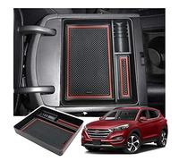 SHAOHAO Organizador de consola central para Hyundai Tucson TL 2016-2018 bandeja organizadora para interiores, caja de almacenamiento para cartera Hyundai Tucson TL Rojo