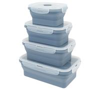 shaojian 4 cajas plegables para alimentos, recipientes de silicona con tapas herméticas, resistentes a la temperatura, apilables para alimentos, para camping
