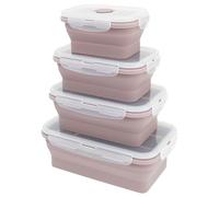 shaojian 4 cajas plegables para alimentos, recipientes de silicona para alimentos que incluyen tapas herméticas, resistentes a la temperatura, recipientes apilables para alimentos, para camping